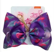 JOJO Large Hair Bows Flamingos/Tropical Palm Leaves in Beautiful Colors Purple