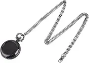 [WRITWAA] Pocket Watch Moonstone Necklaces for Women Watches Men Vintage Chain Locket Necklace for Men Gold Jewelry for Women Pendant Watches for Men Clock Necklace Bracelet Black