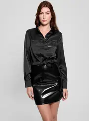 GUESS Women's Black Marguerite Hotfix Shirt Size: Medium, Elastane