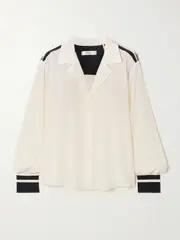 [FRAME] FRAME - Striped Silk-crepe Shirt - Cream - small small Cream