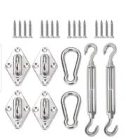 Triangle Rectangle Sun Shade Sail Stainless Steel Hardware Installation Kit Too.