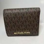 Michael Kors Jet Set Travel Carryall Card Case Brown Signature