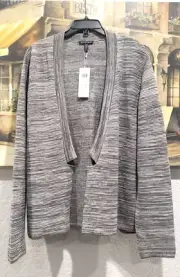 NWT Eileen Fisher Maple Oat Notch Collar Open Front Cardigan Sz XL