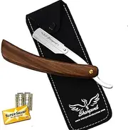 Sharpend Straight Edge Razor for Men – Professional Barber Straight Razor Kit with wooden Handle, Cut Throat Razor for Shaving – Classic Grooming Gift Set with 10 double edge blades