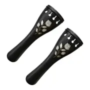 2x 4/4 Violin Ebony Tailpiece Abalone Inlaid Shell Conch Flower Insert