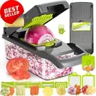Vegetable Chopper Slicer Dicer 16 Pc Container Basket Kitchen Gadget Gray