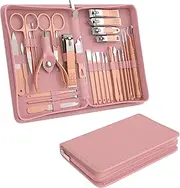 Tseoa Manicure Set Personal Care, Nail Clipper Kit, Professional Nail Clipper Pedicure Set, Nail Tools with Luxurious Travel Case, Gifts for Men Women Family Friend, 31 Pieces (Pink)