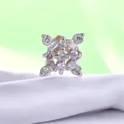 Exquisite 0.21 Cts Round Baguette Cut Diamond Nose Stud 18K Yellow Gold