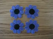 #2897 Lot 4Pcs Spring Purple Black Daisy Flower Embroidery Applique Patch