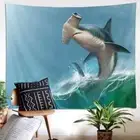 Blue Sea Whales Jump 3D Wall Hang Cloth Tapestry Fabric Decorations Decor