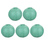 5 Pcs 12" Paper Lanterns Round Hanging Chinese/Japanese Decor Dark Green