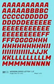 K4 G Scale Water Slide Decals Red 1/2 Inch Modern Speed Letter Number Alphabet