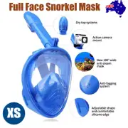 Blue Full Face Snorkel Mask Swimming Breath Dry Diving Goggle Scuba Glass Anti-F