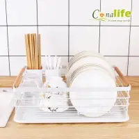 在飛比找momo購物網優惠-【Conalife】4入組 - 廚房嚴選碗盤收納瀝水架(碗盤
