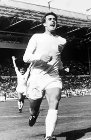 World Cup England striker Geoff Hurst celebrates after scoring a Old Photo