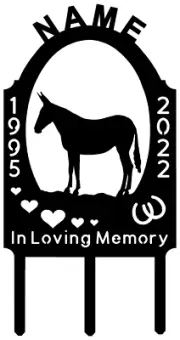 Personalized MULE Grave Marker Memorial Sign Donkey Yard Stake Plasma Metal Art2