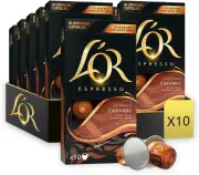 L'OR Espresso Caramel Coffee - 100 Aluminium Capsules Compatible with Nespresso Machines (10x10 Pods Pack)