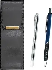 Eco Leather Pen Case, Metal Indicator Stick and Metal Color Ballpoint Pen, Blue BR-701S-SI2067BP-L