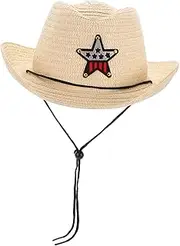 [Alasum] Children's Summer Beach Sun Hat Cowboy Hat Star Design Boys and Girls for Boys Girls Uv Protection Beige