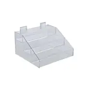 Azar Displays Three-Tier Shelf, 3 Compartment Counter Step Display, 12" wide