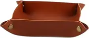 Amosfun Small Jewelry Tray Multipurpose Fake Leather Storage Tray for Desktop Entryway Dresser Makeup and Perfume Holder