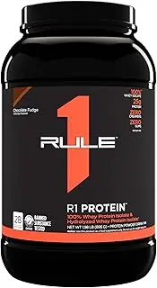 Rule1 R1 100% Whey Protein Isolate and Hydrolysate Protein Powder 1.98 lb, Chocolate Fudge (28 Servings)