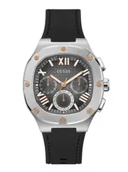 GUESS Men's Gunmetal Headline Silicone Watch in Black