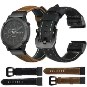 Leather Watch Band Strap Quickfit For Garmin Fenix 6 6X 7X 7 5 5X 3 HR Epix Pro
