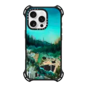 iPhone 16 Pro Bounce Case MagSafe Compatible NATURE REIGNS SUPREME 1, FOREST TREES AQUA TEAL GREEN WATERCOLOR ABSTRACT PAINTING