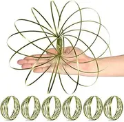 YOFOBU 6 Pack Gold Flow Ring Arm Magic Spring Arm Flow Rings Sculpture Ring Game Toy Colored Magic Kinetic Spring Interactive Stress Relief Toy Festival Accessories