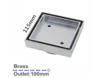 115x115mm Square Brass Chrome Smart Tile Insert Floor Waste Shower Grate Drain
