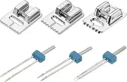 3 PCS Sewing Machine Double Twin Needles Pin with 3 Pcs Groove Pintuck Presser Foot for Household Sewing Machine