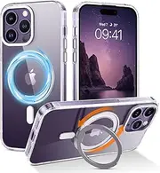 [BENTOBEN] iPhone 14 Pro Max Case, Magnetic Transparent Phone Case with Ring Holder, [Compatible with MagSafe] 360° Rotatable Stand Flat Full Protection Slim Cases for iPhone 14 Pro Max 6.7 inch, Clear