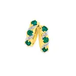 9ct Gold, Created Emerald & Diamond Hoop Earrings in Green