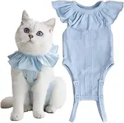 Cat Recovery Suit for Abdominal Wounds and Skin Diseases,Breathable Surgical Recovery Shirt After Surgery Wear Anti Licking Wounds,E-Collar Alternative for Cats Kitten (Blue, S)