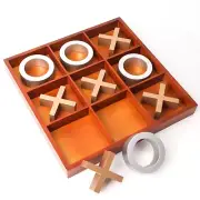 14" Giant Wooden Tic Tac Toe Game. Tabletop Family Board Games for Kids/Adults