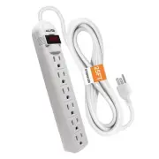 6-Outlet Surge Protector Power Strip with 25-Ft Long Extension Cord White ETL...