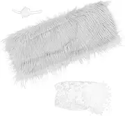 SECFOU 1 Set Fluffy Blanket and Decorative Elastic Headband for Newborns Photography Props Grey Comfortable Wrap for Stylish Outfits