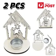 2X Christmas Nativity Scene Candle Holder Tree Ornament Jesus Birth Manger Decor