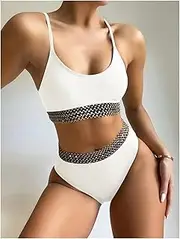 Sexy Bikini Set Swimsuit White High Waist Slim Swimsuit Women Swimwear Push Up Biquini