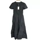 New Quince 100% Organic Cotton Tiered Maxi Dress in Black