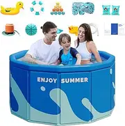Children Pool, Foldable Pool for Kids, Non-Inflatable Swimming Tub, Portable Hard-Sided Wading Basin, Quality Outdoor Water Play Play for Boys, Girls, Adults, Families, and Pets