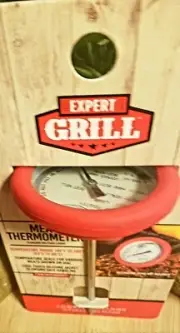 BBQ Dial Meat Thermometer with Soft Grip Silicone Cover Expert Grill