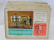 Vollrath New-In-Box Stainless Steel Fondue-Chafer Set w/4 Forks w/Wood Handles