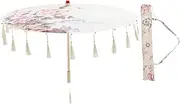 [GAROZATION] Antique Oil Paper Umbrella Vintage Decor Pagoda Umbrella Unique Chinese Umbrella Antique Chinese Umbrella Rainproof Handmade Chinese Umbrella Chinoiserie Decor Polyester Pink