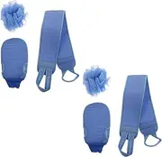 Baluue Shower Back Scrubber Bath Brush Belt 2 Mitts and 2 Balls Deep Cleaning Comfortable and Sturdy Easy Storage