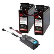 KickAss 12V 120Ah Slimline Deep Cycle AGM Battery Twin Pack With 22Amp Charger &