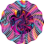 Psychedelic Swirl Wind Spinner 10" Metal Colorful Kinetic Outdoor Garden 3D Art