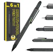 HMP P136A 6-in-1 Multitool Pen, with Stylus, Ruler, Bubble Level, Screwdriver, Retractable Pen Function - Black