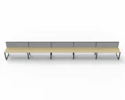 RAPIDLINE DELUXE LOOP LEG WORKSTATION With Screen 5 Person Single Sided W1800 x D750 x H730mm (per user) Natural Oak Top Black Frame